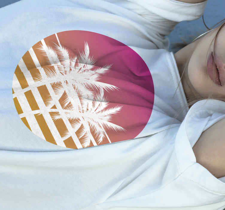 Solnedgang og palmetræer vintage t-shirt - TenStickers