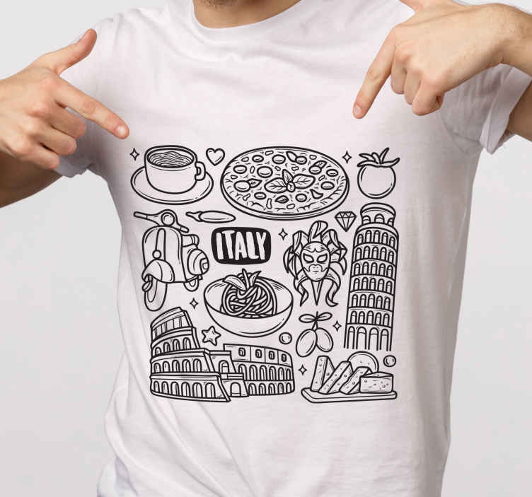 T-shirt con motivi disegnati scarabocchi