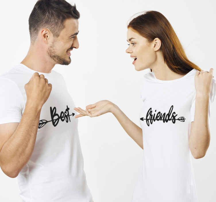 Inconsciente Amoroso Confrontar Camisetas para parejas Flechas de texto de mejores amigos - TenVinilo