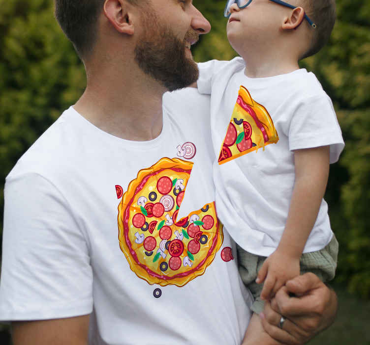 Cámara disculpa cualquier cosa Camisetas para padres e hijos Porción de pizza - TenVinilo