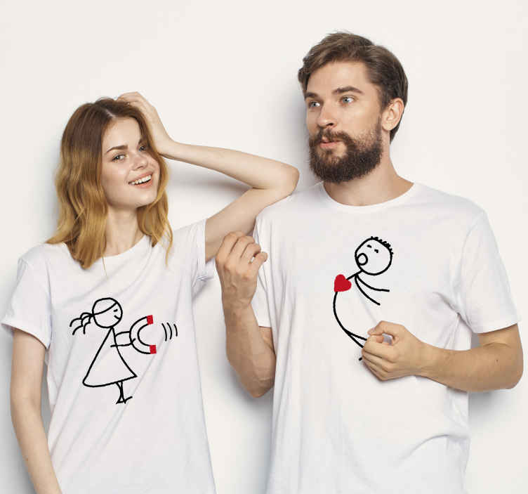 Aterrador máquina Señal Camisetas para parejas Amor magnético - TenVinilo