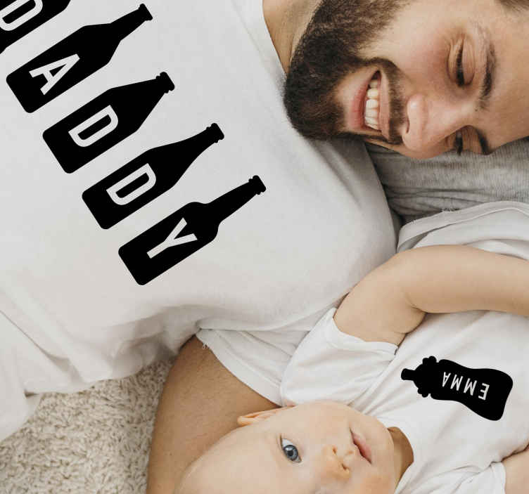 Dad and baby drinks Father and son matching shirts - TenStickers