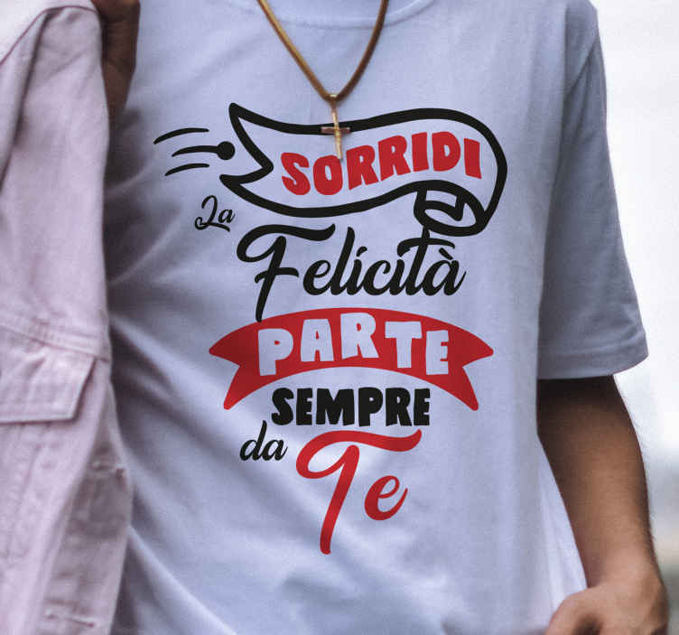 T-shirt con citazioni moderne rosse e nere