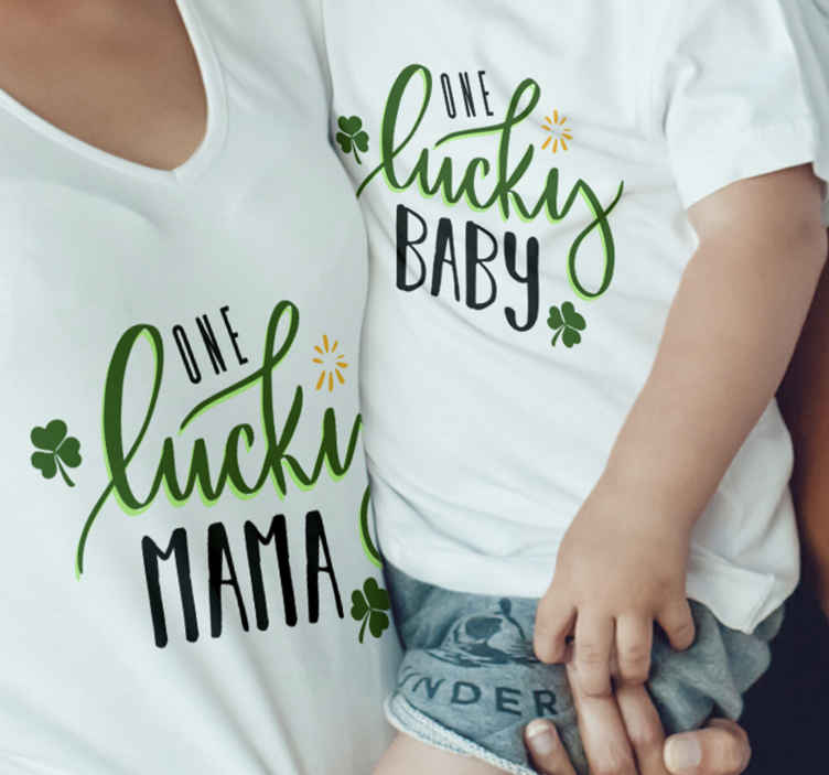 Shamrock lucky mama/baby Mother daughter shirt - TenStickers