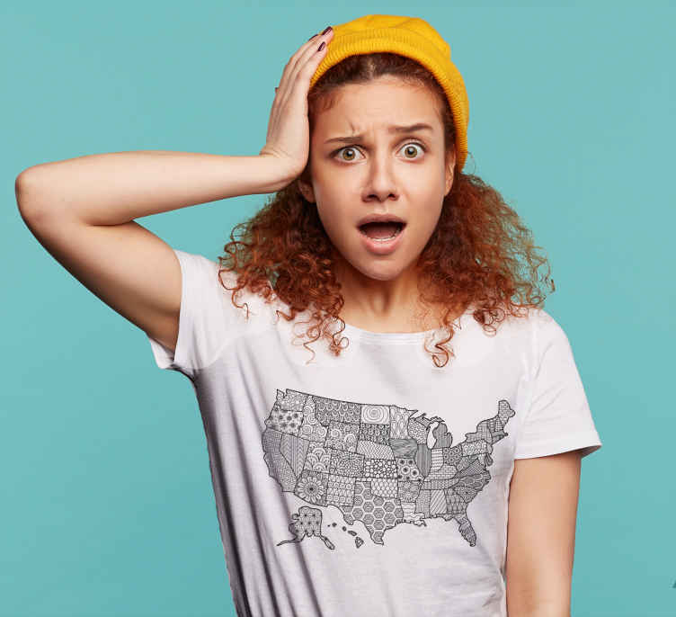 Estados unidos mapa estado garabatos camisa de viaje