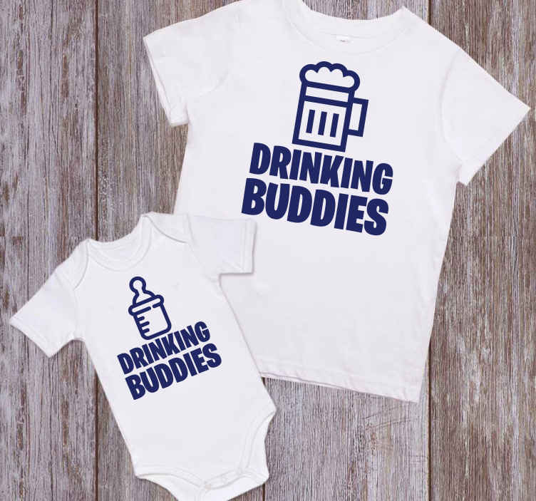DAD AND SON Daddy and Baby Matching T-Shirt and Bodysuit Set DRINKING BUDDIES 