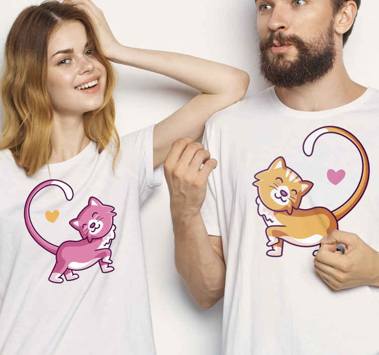 Camisetas para parejas Gatos enamorados - TenVinilo