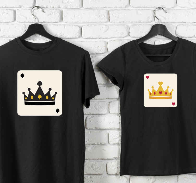 Atar Seguir vistazo Camisetas para parejas Patrón de tarjeta de rey reina - TenVinilo