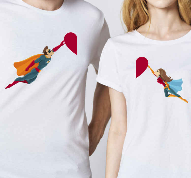 taburete Pelmel galón Camisetas para parejas Pareja de superhéroes - TenVinilo