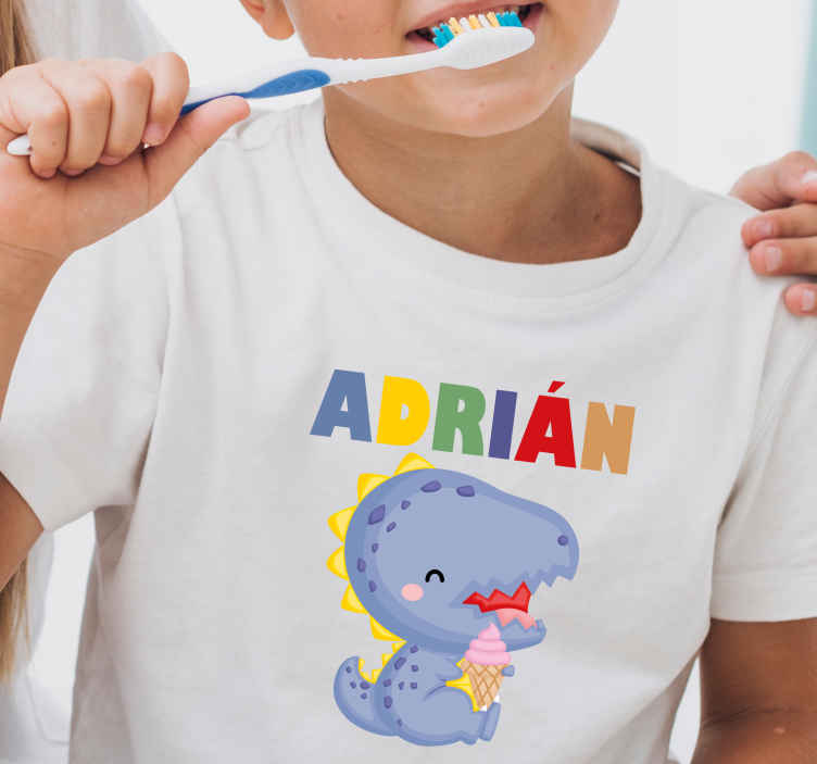 Tee shirt enfant dinosaure  personnalisé avec prénom 