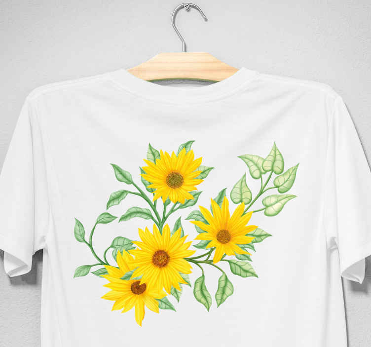 Camiseta con estampado de flores amarilla niña