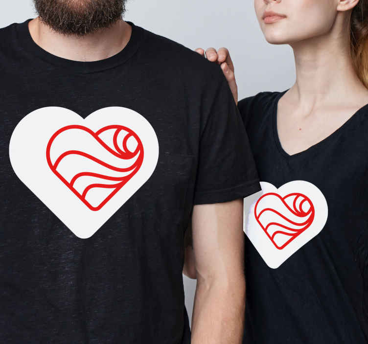 Camisetas para parejas Corazones blancos y rojos - TenVinilo