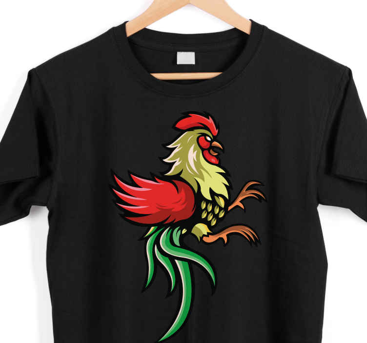 Fantastica t-shirt con disegno di pollo gallo