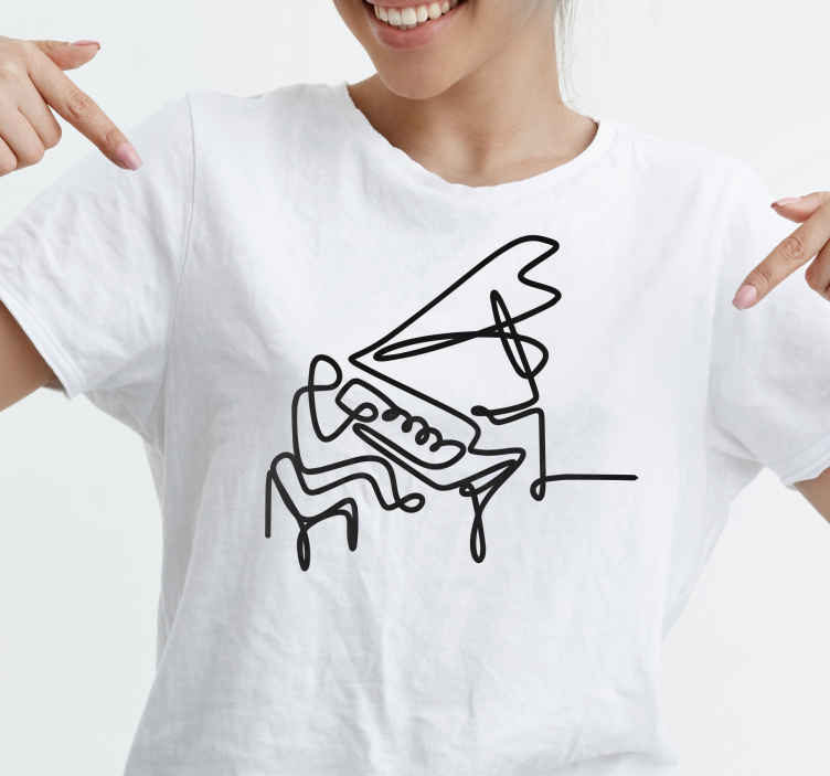 ピアニスト線画キュートなデザインのカスタムtシャツ Tenstickers