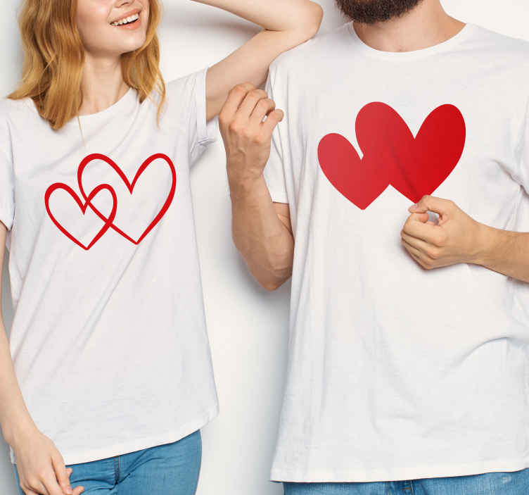 recluta cascada federación Camisetas para parejas Diseño de corazones - TenVinilo