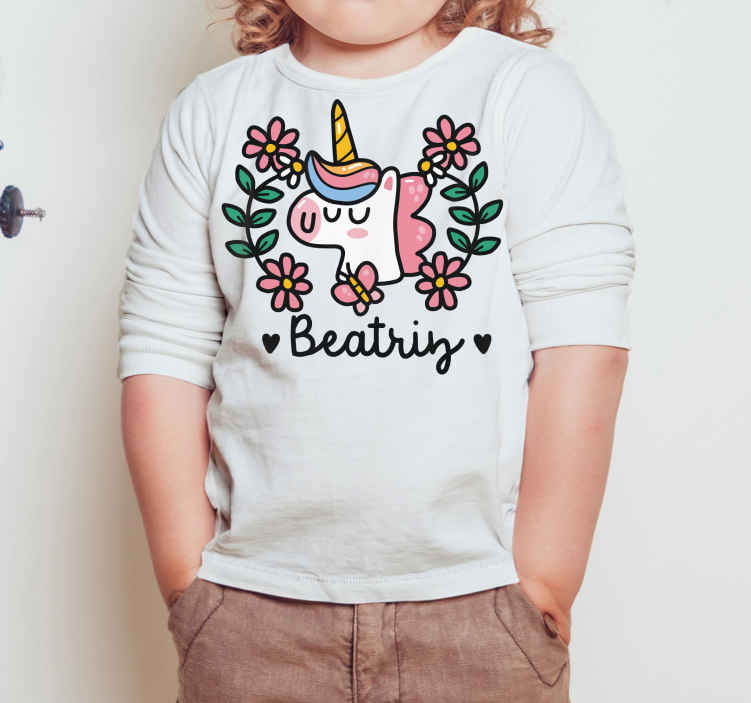 Personalised Unicorn Name Toddler Girl T Shirt Custom Children Kids Gift Cute 