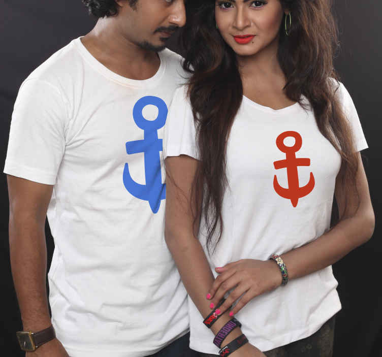 T-shirt fidanzati Amantes marinos con ancla