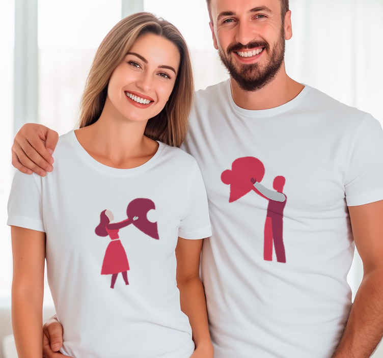 Camisetas para parejas Pareja palitos con -