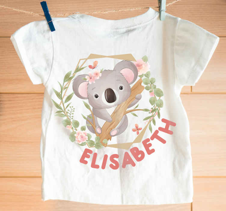 Camiseta manga corta negra para bebé diseño Koala