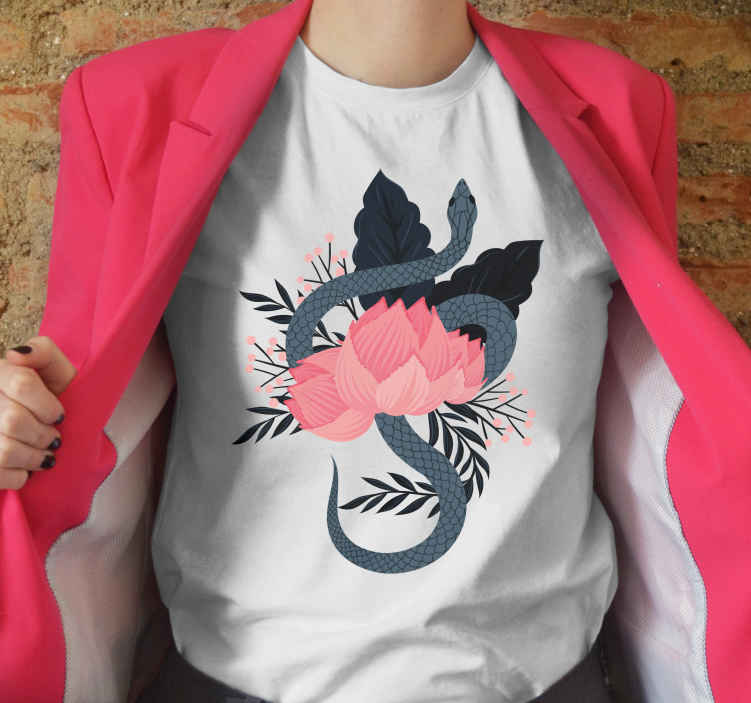 T-shirt motif serpent et fleur - TenStickers