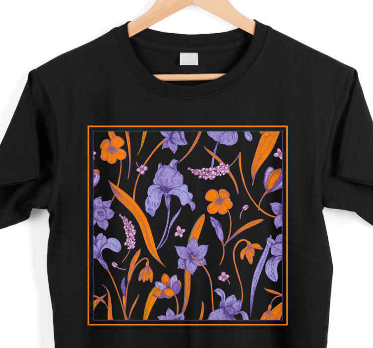 T-shirt fiore croco viola e arancione