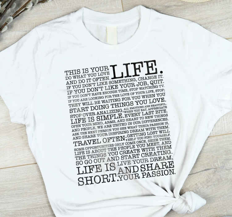 T-shirt personalizada de lições de vida - TenStickers