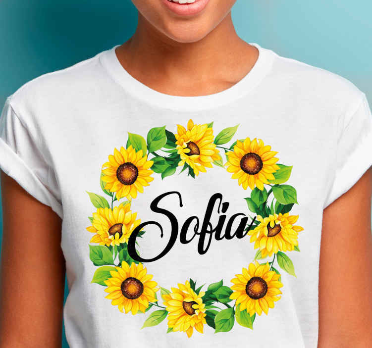 Camisetas personalizable Corona de flores de verano con nombre - TenVinilo