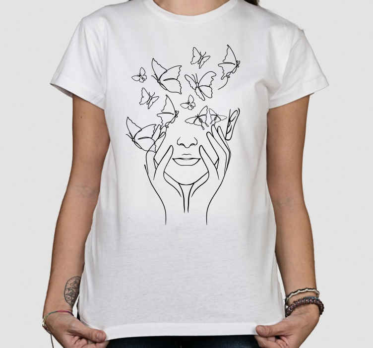 Line Drawing Butterfly Face t-shirt - TenStickers