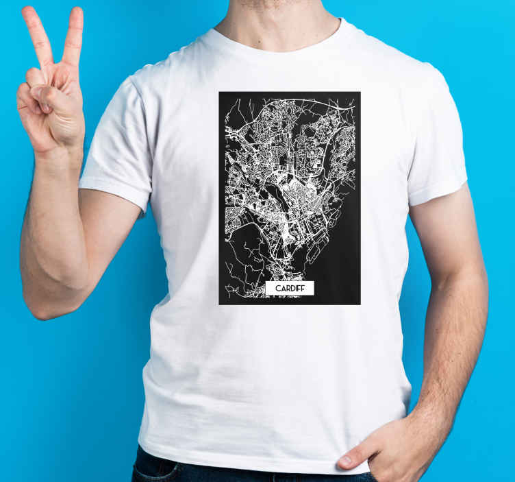 Cardiff Topographic Map custom t-shirt - TenStickers