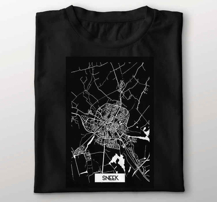 Sneek stad topografische kaart T-shirt - TenStickers