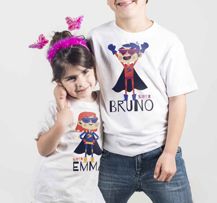 Fabricación borde planes Camisetas personalizable Súper hermano y hermana - TenVinilo