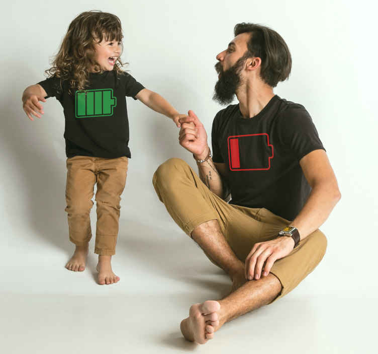 Batterijen t-shirt vol en halfvol - TenStickers