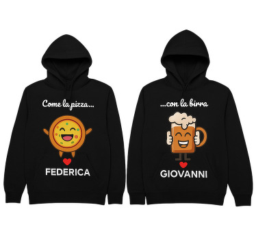 Felpa mangiare la pizza con la birra - TenStickers