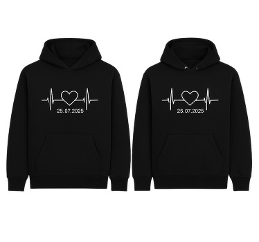 Heartbeat with custom name hoodie - TenStickers