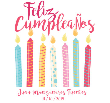 Camiseta Feliz Cumpleaños con Nombre Infantil - TenVinilo