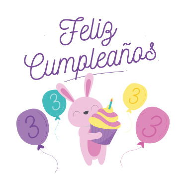 Camiseta feliz cumpleaños conejo y números - TenVinilo