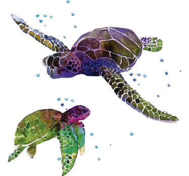 T-shirt tortues abstraites et colorées - TenStickers