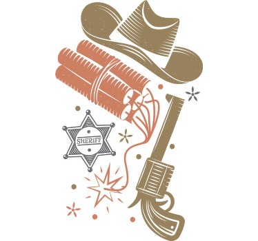 Kovboy elemanları desen t-shirt tasarım - TenStickers