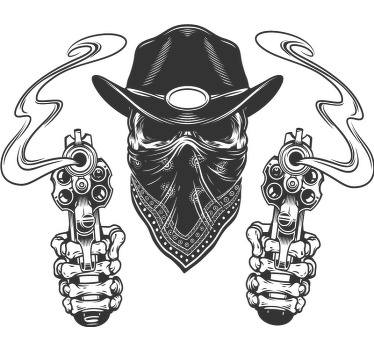 Camiseta cowboy con calavera y revólver vaquero - TenVinilo