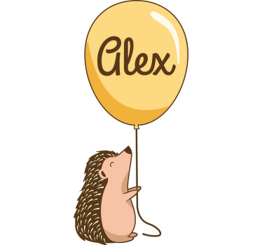 Balonlu ve isimli t-shirt ile kirpi - TenStickers