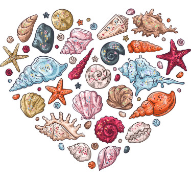 Camiseta corazón de conchas - TenVinilo