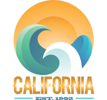 California beach wave ja sun t-paita - Tenstickers