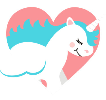 Unicorn in a heart t shirt barn t-shirt - Tenstickers
