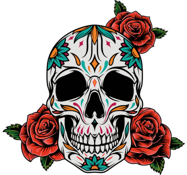 Camiseta Halloween Calavera floral estilo mexicano - TenVinilo