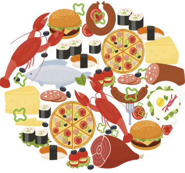 food icons in circle custom t-shirt - TenStickers
