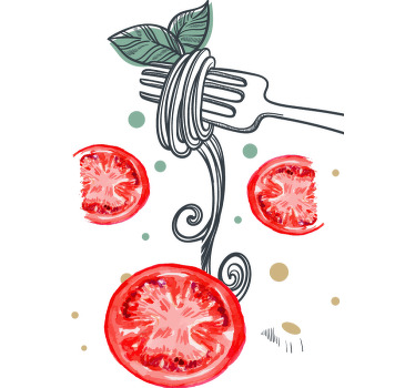 Makarna ve domates özel tişört - TenStickers