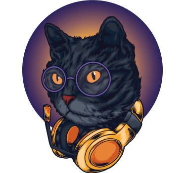 T-shirts chat avec des écouteurs - TenStickers