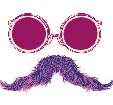 眼镜和时髦小胡子定制 t 恤 - TenStickers