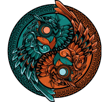 Yin yang owl illustration custom t-shirt - TenStickers