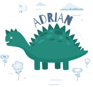 dinosaur with personalised name Kids t-shirt - TenStickers